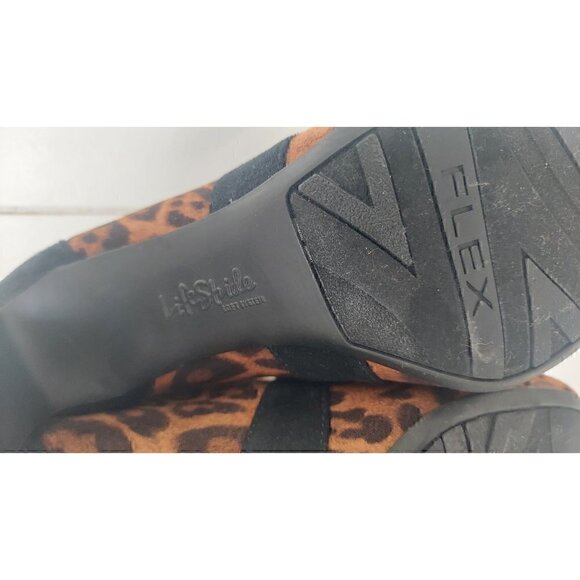 LifeStride Womens Glamour Leopard Ankle Boots Brown Black Pointed Toe/NWOB, Size - Picture 9 of 11